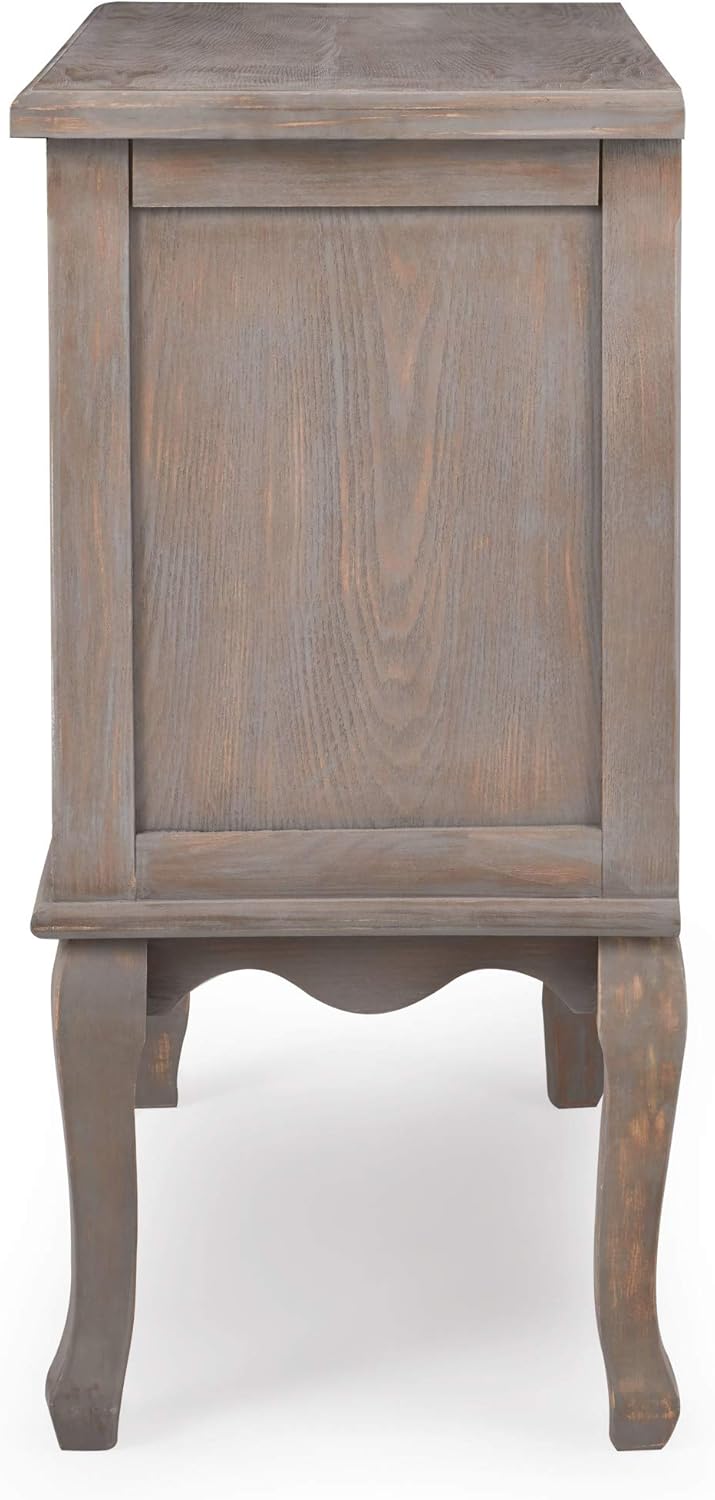 ClickDecor Thomas Antique Country Style Dresser Chest with 3 Drawers, Weathered Wood Nightstand Living Room Accent Furniture, Black Ring Handle, Curved Legs, Gray - Image 15