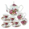 Coastline Imports Sandra&s Rose Bone China Tea Set Bundle