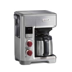 Wolf Gourmet – 10-Cup Coffee Maker with Water Filtration – Stainless Steel/Red Knob